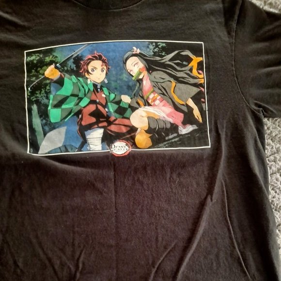 Shirts Mens Demon Slayer Short Sleeve Tshirt Size Mm Black Animation